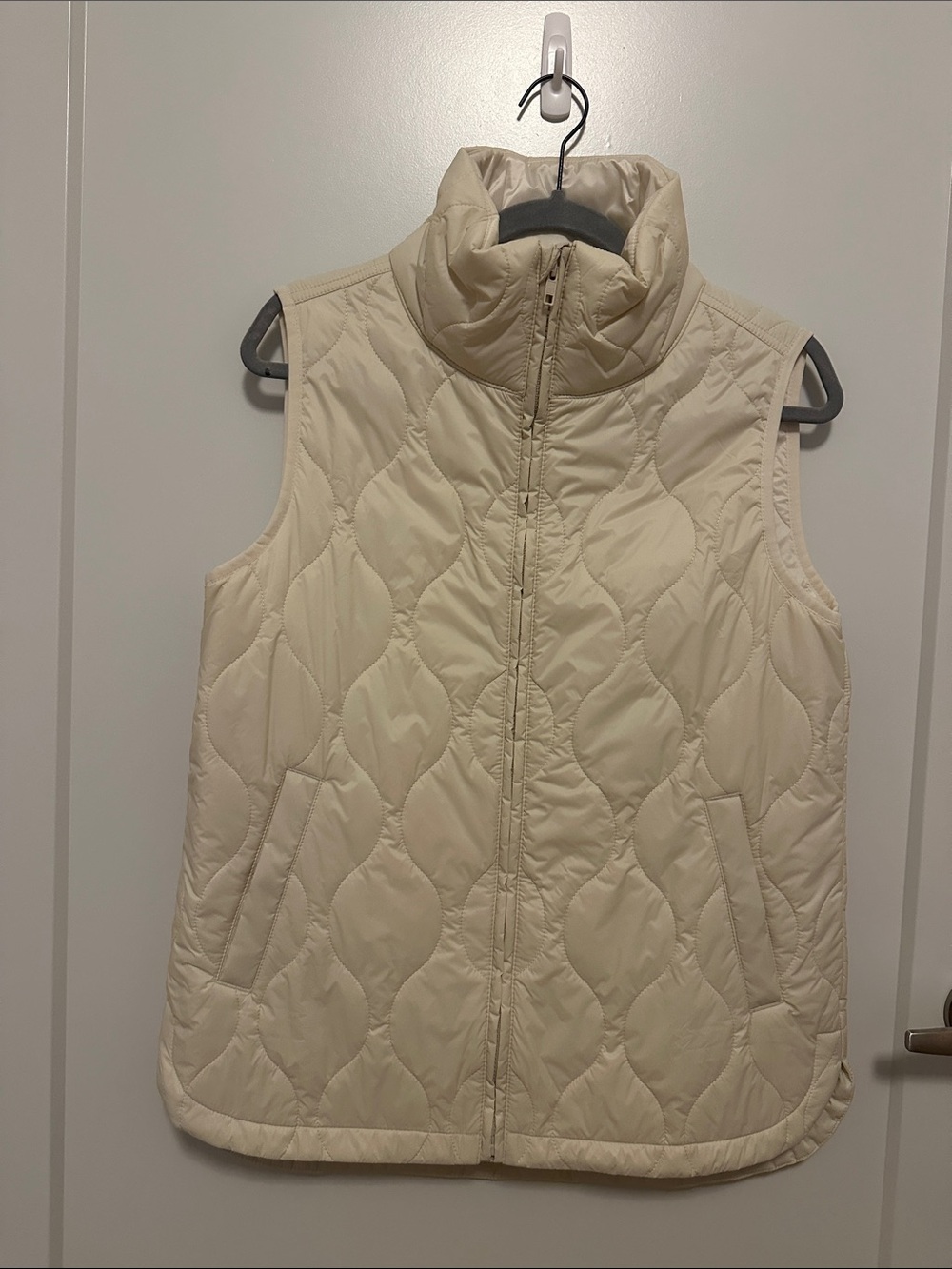 GAP Cream Quilted Puffer Vest with High Collar